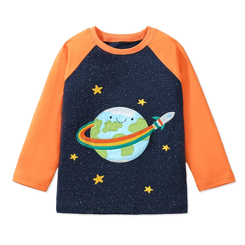 kids cartoon space t-shirt