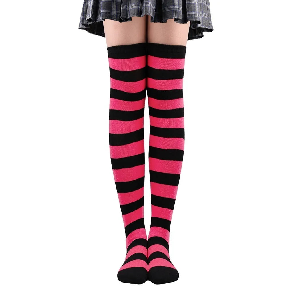 Pink Anime Striped Stockings